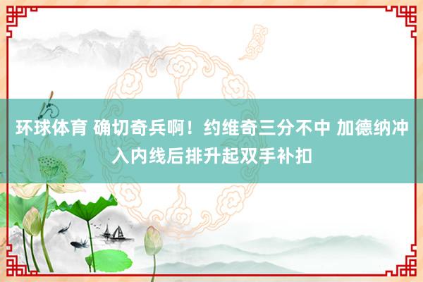 环球体育 确切奇兵啊！约维奇三分不中 加德纳冲入内线后排升起双手补扣