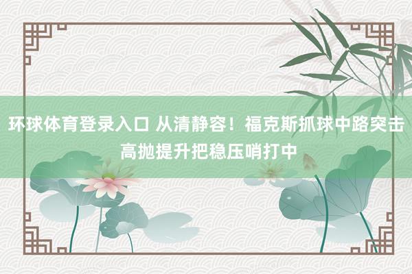 环球体育登录入口 从清静容！福克斯抓球中路突击 高抛提升把稳压哨打中