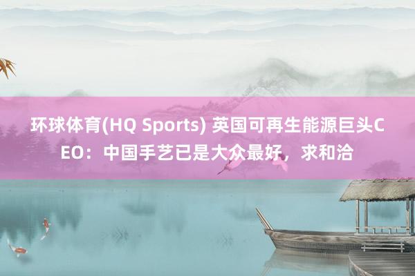 环球体育(HQ Sports) 英国可再生能源巨头CEO：中国手艺已是大众最好，求和洽