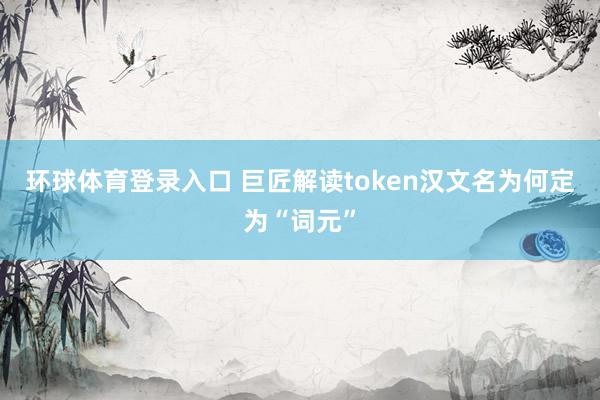 环球体育登录入口 巨匠解读token汉文名为何定为“词元”