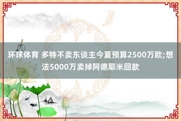 环球体育 多特不卖东谈主今夏预算2500万欧;想法5000万卖掉阿德耶米回款
