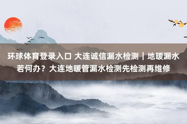环球体育登录入口 大连诚信漏水检测｜地暖漏水若何办？大连地暖管漏水检测先检测再维修