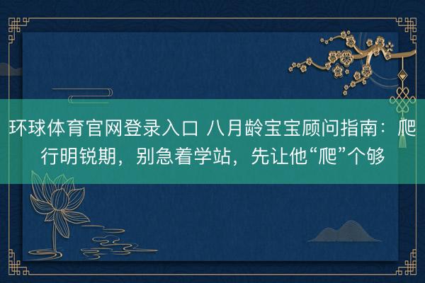 环球体育官网登录入口 八月龄宝宝顾问指南：爬行明锐期，别急着学站，先让他“爬”个够