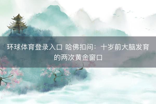 环球体育登录入口 哈佛扣问：十岁前大脑发育的两次黄金窗口