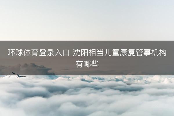环球体育登录入口 沈阳相当儿童康复管事机构有哪些