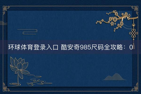 环球体育登录入口 酷安奇985尺码全攻略：0