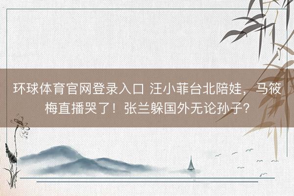 环球体育官网登录入口 汪小菲台北陪娃，马筱梅直播哭了！张兰躲国外无论孙子？