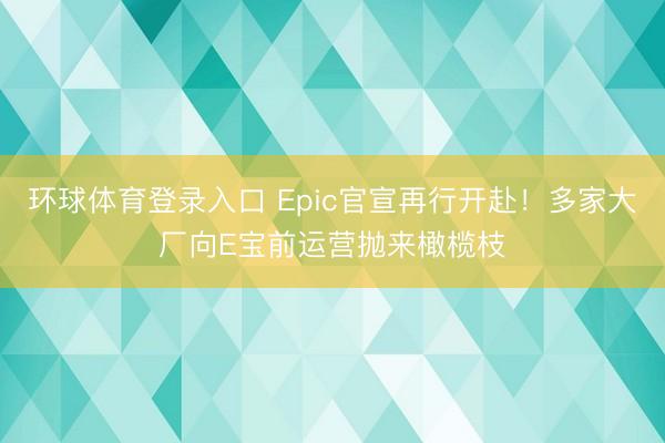 环球体育登录入口 Epic官宣再行开赴！多家大厂向E宝前运营抛来橄榄枝