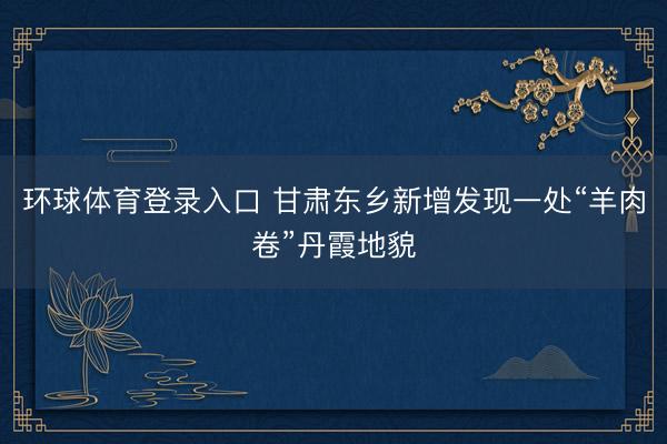 环球体育登录入口 甘肃东乡新增发现一处“羊肉卷”丹霞地貌