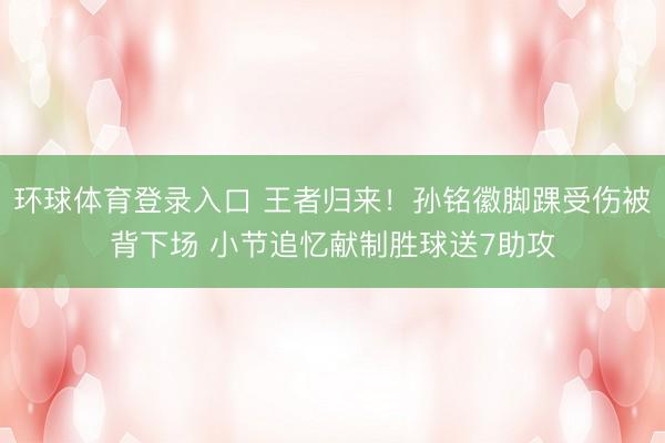 环球体育登录入口 王者归来！孙铭徽脚踝受伤被背下场 小节追忆献制胜球送7助攻