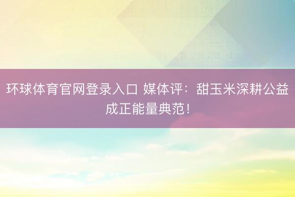 环球体育官网登录入口 媒体评：甜玉米深耕公益成正能量典范！