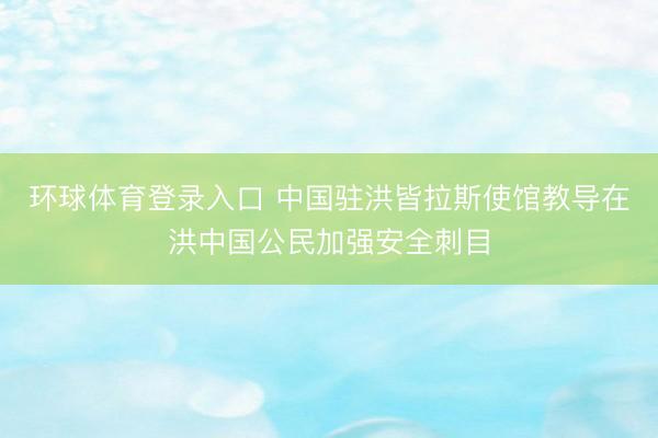 环球体育登录入口 中国驻洪皆拉斯使馆教导在洪中国公民加强安全刺目