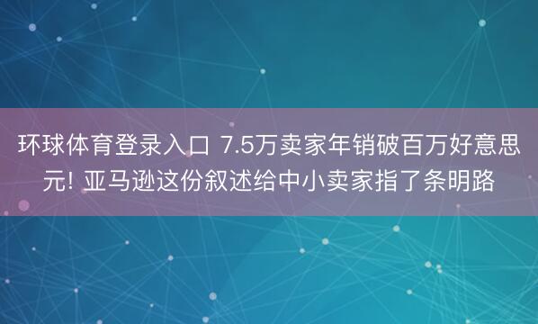环球体育登录入口 7.5万卖家年销破百万好意思元! 亚马逊这份叙述给中小卖家指了条明路