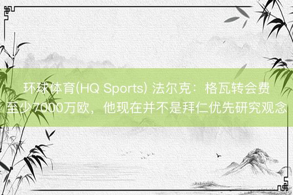 环球体育(HQ Sports) 法尔克：格瓦转会费至少7000万欧，他现在并不是拜仁优先研究观念