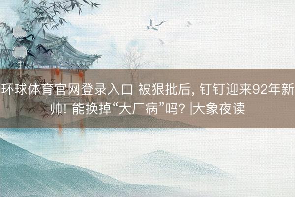 环球体育官网登录入口 被狠批后, 钉钉迎来92年新帅! 能换掉“大厂病”吗? |大象夜读