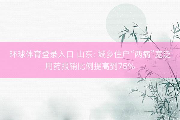 环球体育登录入口 山东: 城乡住户“两病”宽泛用药报销比例提高到75%