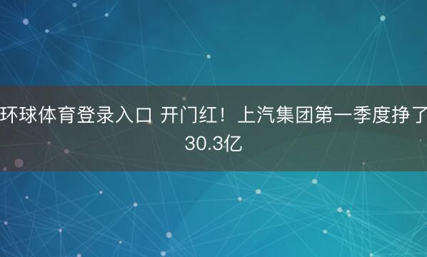 环球体育登录入口 开门红!上汽集团第一季度挣了30.3亿